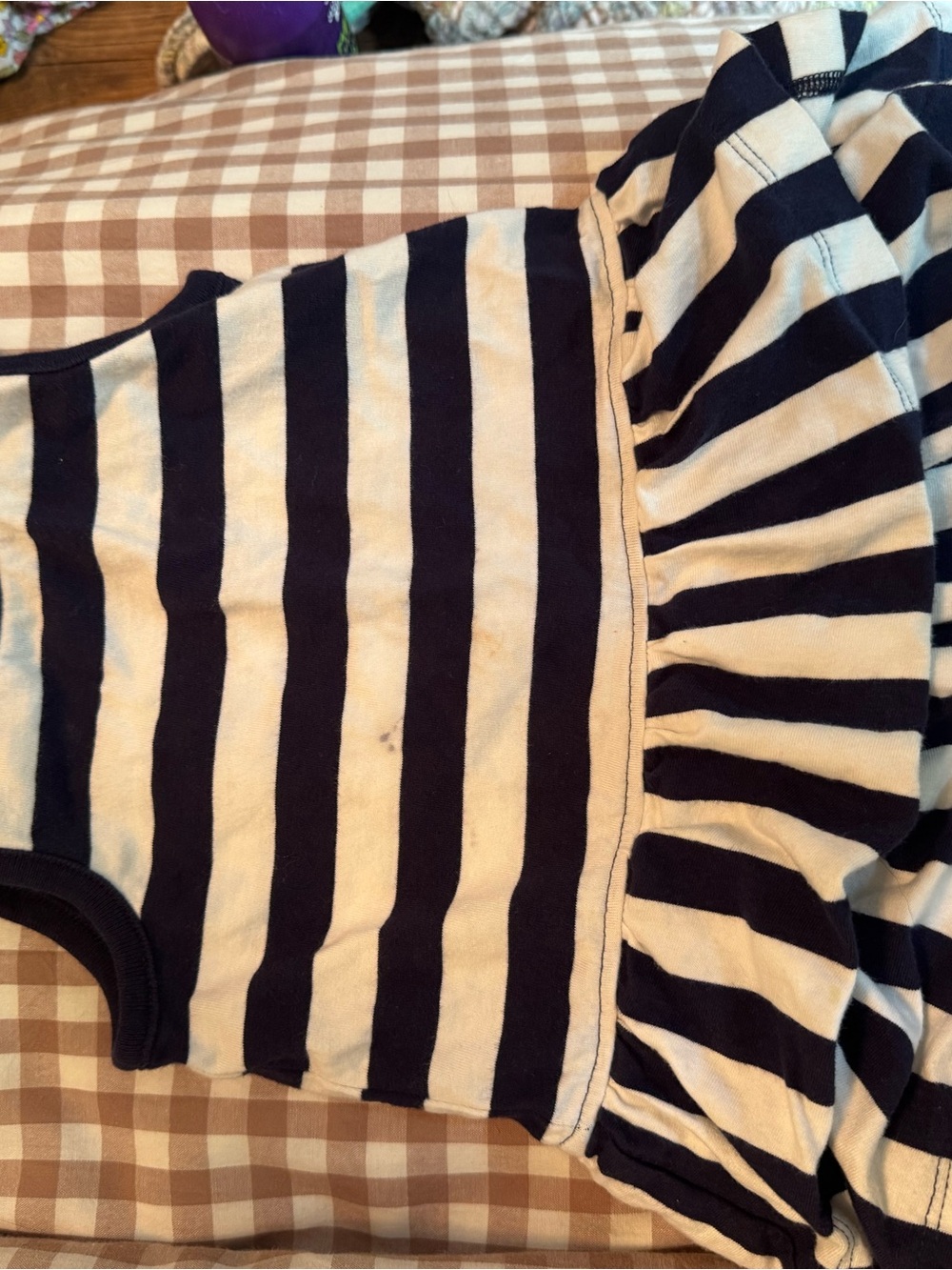 Hanna Andersson Navy and White Striped Girls' Ruffle Dress